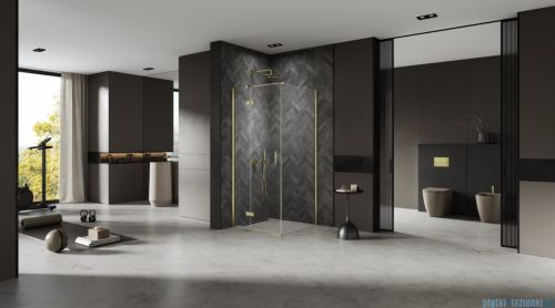 New Trendy Nesta Light Gold kabina 80x120x200 cm lewa wspornik równoległy złoty połysk/szkło przejrzyste K-4495