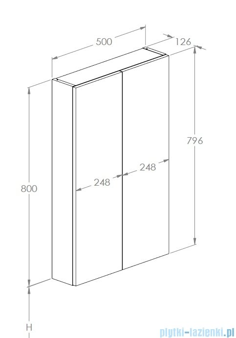 Roca Extra Kolumna łazienkowa niska z 2 drzwiami slim 80x50x12 CZARNY MAT A857960532