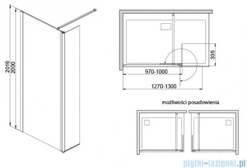 Sanplast Exa Line PR2/EXA LINE Kabina walk-in 100x200 cm czarny matowy 600-540-0990-59-401