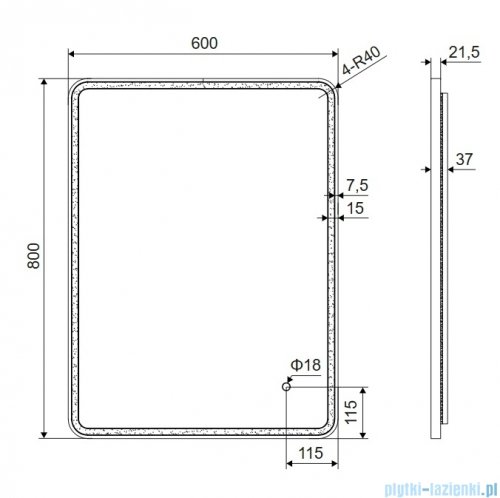 Excellent Corido lustro wiszące LED prostokątne 80x60 cm mata grzewcza złoty połysk DOEX.CO080.060.GL