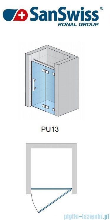 SanSwiss Pur PU13P Drzwi 1-częściowe 120cm profil chrom szkło przejrzyste Prawe PU13PD1201007