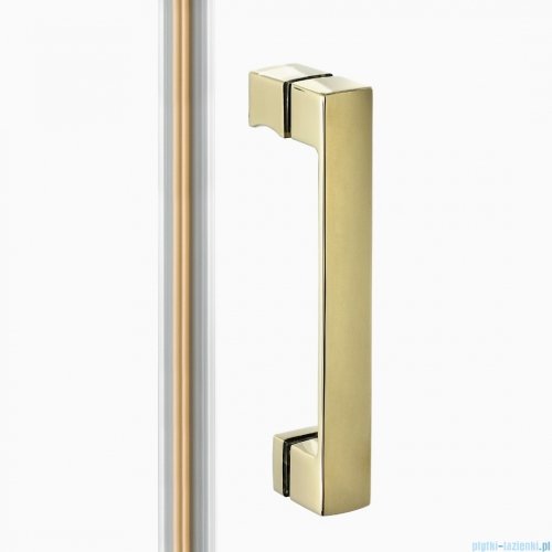 New Trendy Nesta Light Gold 120x200 cm drzwi wnękowe lewe wspornik skośny złoty połysk/szkło przejrzyste D-0915A