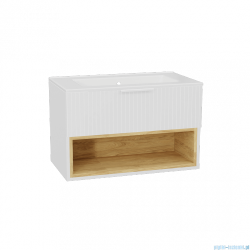 Excellent Tuto 2.0 szafka wisząca z umywalką AS front ryflowany 80x50x46,5 cm biały połysk MLEX.2171.K.80.0336.WHWH