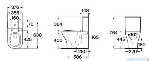 Roca Optica Rimless WC kompakt biały Vortex A342V15000/A341V10000/A801F72001