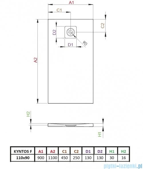 Radaway Kyntos F brodzik 110x90cm cemento HKF11090-74