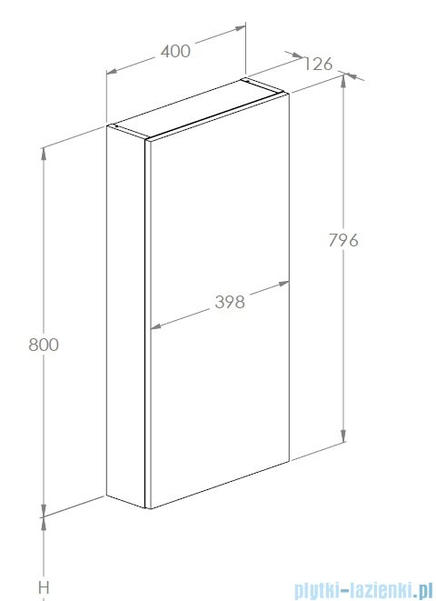 Roca Extra Kolumna łazienkowa niska z 1 drzwiami slim 80x40x12 SZARY ANTRACYT A857957153