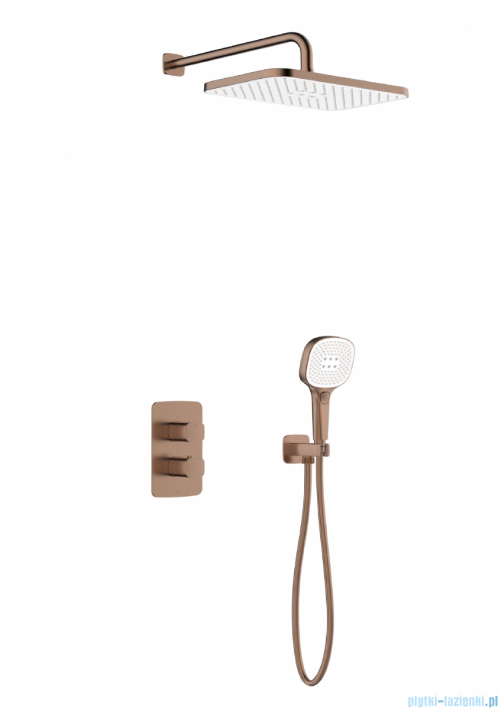 KFA MALAGA MALAGA ROSE GOLD podtynkowy zestaw prysznicowy z baterią termostatyczną 3 funkcyjną różowe złoto szczotkowane 5759-501-34