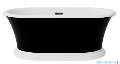 Besco Ziva B&amp;W 160x75 cm wanna wolnostojąca + syfon + maskownica odpływu Chrom postument Biały #WWA-160ZBSC