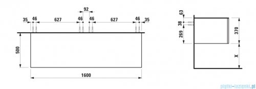 Laufen ILBAGNOALESSI szafka pod umywalkę 160x50 cm biały mat H4313300972601