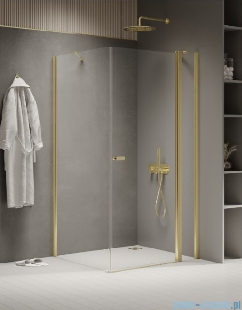New Trendy New Soleo Light Gold 120x90x195 cm kabina wspornik skośny złoty połysk/szkło przejrzyste K-1871
