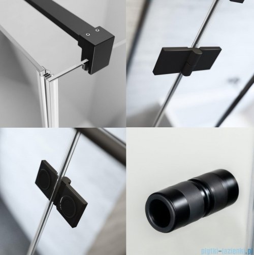 Radaway Nes Black KDD B / KDD II kabina 80x80cm prawa czarny mat przejrzyste 10024080-54-01R/10016080-54-01L