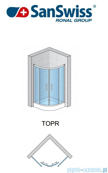 SanSwiss Top-Line TOPR Kabina prysznicowa półokrągła 90cm profil biały TOPR500900407