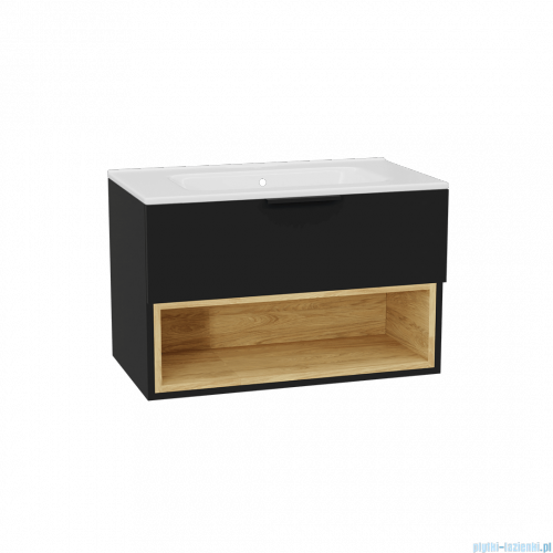 Excellent Tuto 2.0 szafka wisząca z umywalką PIK 80x50x46,5 cm front gładki wysoki czarny MLEX.2171.K.80.0265.BKBK