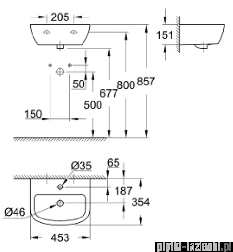 Grohe Bau Ceramic umywalka 45x35 cm ścienna biała 39424000