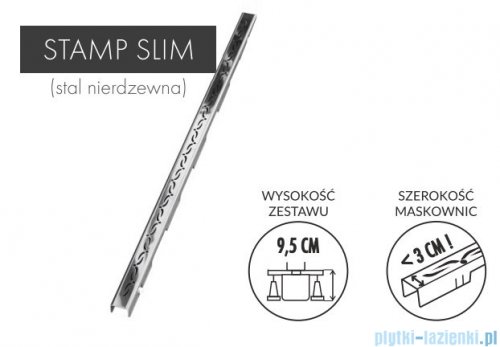 Schedpol Slim Lux odpływ liniowy z maskownicą Stamp Slim 60x3,5x9,5cm OLSP60/SLX
