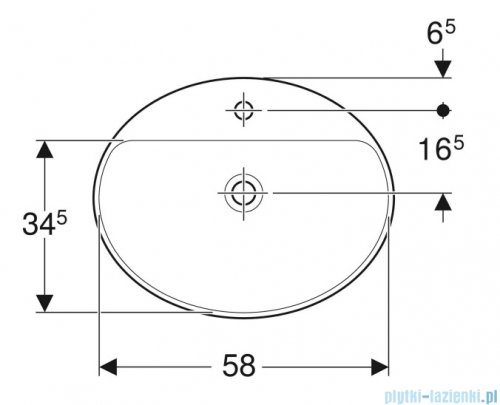 Geberit VariForm Umywalka owalna z półką z otworem na baterię, bez przelewu 60x48cm 500.726.01.2