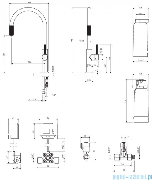 Omnires Switch bateria kuchenna z zestawem filtrującym miedź antyczna szczotkowana SW9057-FD1ORB