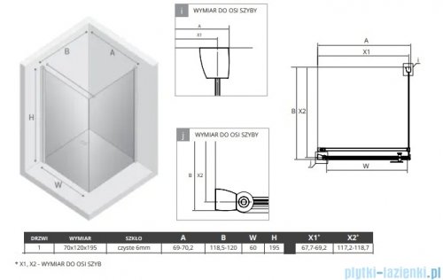 New Trendy New Soleo Light Gold 70x120x195 cm kabina wspornik prosty złoty połysk/szkło przejrzyste K-1832-WP