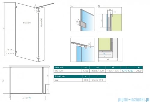 Radaway Euphoria Walk-in II kabina 130cm szkło przejrzyste 383135-01-01/383160-01-01
