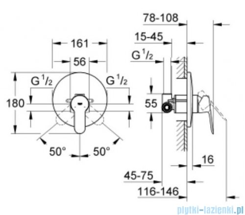Grohe Bauedge bateria podtynkowa jednouchwytowa natryskowa 29078000