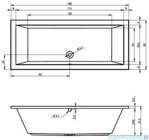Riho Lusso wanna prostokąta 190x80cm z hydromasażem BLISS lewa B015005005