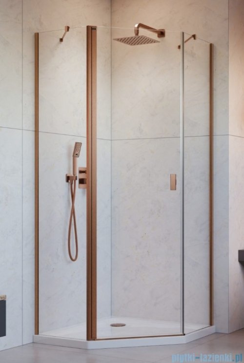 Radaway Nes Brushed Copper Ptj kabina pięciokątna 80x80cm lewa miedź szczotkowana 10052000-93-01L/10052500-93-01