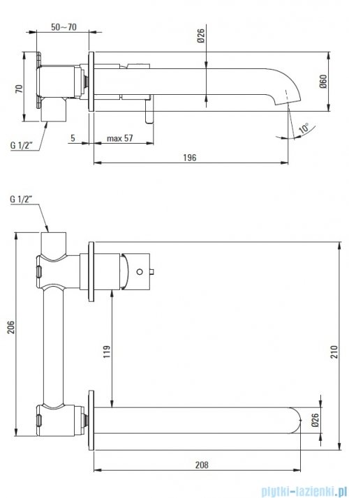 Deante SILIA Bateria umywalkowa podtynkowa titanium BQS D54L