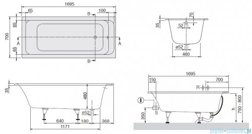 Villeroy&amp;Boch Omnia architectura Wanna Prostokątna 170x70   UBA177ARA2V-01