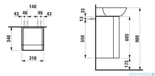 Laufen INO szafka pod umywalkę 31x34cm biały mat H4253520301701