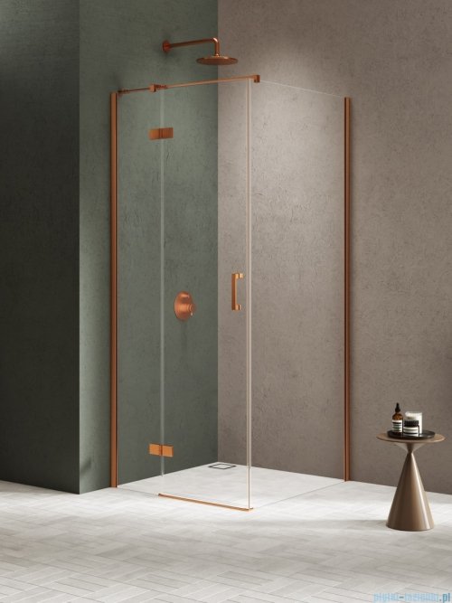 New Trendy Nesta Copper Brushed kabina 100x90x200 cm lewa wspornik równoległy miedź szczotkowana/szkło przejrzyste K-4604