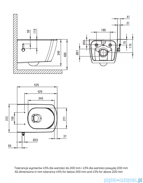Deante Blur Miska WC z funkcją bidetu - z baterią mieszaczową biały CDZ_6WPW