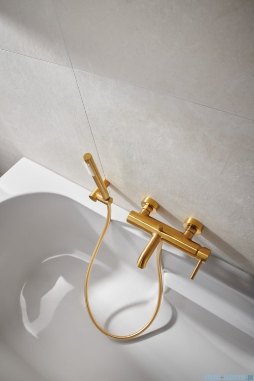 KFA MOZA BRUSHED GOLD bateria wannowa pozioma z natryskiem punktowym PREMIUM złoty szczotkowany 5034-520-31