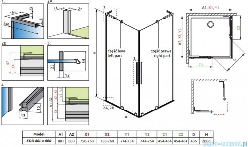 Radaway Furo SL KDD kabina 80x80cm chrom połysk/szkło przejrzyste 10305080-01-01L/10305080-01-01R