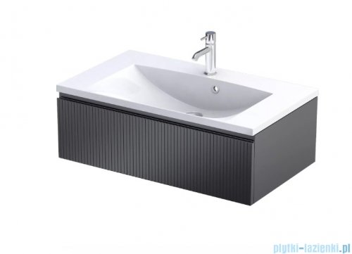 Oristo Brylant szafka podumywalkowa wisząca Ryflowana 80x25x45 czarny mat OR36-SD1S-80-8R