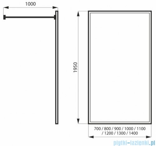 Massi Walk in Gold 90x195cm kabina Walk In przejrzyste MSKP-FA1020-90-G