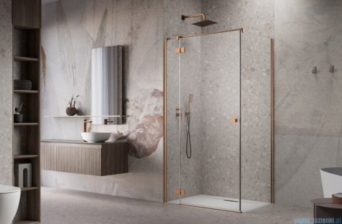 Radaway Essenza Kdj Brushed Copper kabina 90x75cm lewa szczotkowana miedź 1385044-93-01L/1384049-01-01
