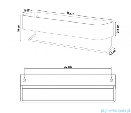 Sealskin Brix Półka z wieszakiem na ręczniki 35 cm biała 800255