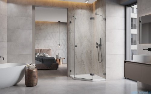 Radaway Essenza Pro Brushed GunMetal Ptj kabina pięciokątna 80x100 prawa szczotkowany grafit 10100000-92-01R/10100500-01-01