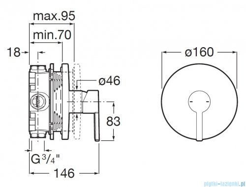 Roca Naia bateria prysznicowa podtynkowa Brushed Titanium Black EVERLUX-PVD A5A2B96NM0