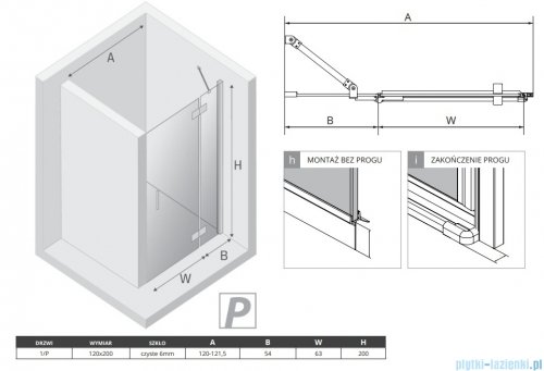 New Trendy Nesta Gunmetal Brushed 120x200 cm drzwi wnękowe prawe wspornik skośny grafit szczotkowany/szkło przejrzyste D-0936A