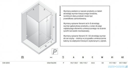 New Trendy Eventa Black Chrome kabina prysznicowa prostokątna 120x110x200 cm prawa przejrzyste czarny połysk EXK-6203