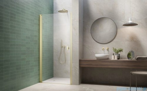 Radaway Nes Brushed Light Gold Dwj I Drzwi wnękowe 80cm lewe szczotkowane jasne złoto szkło przejrzyste 10026080-98-01L