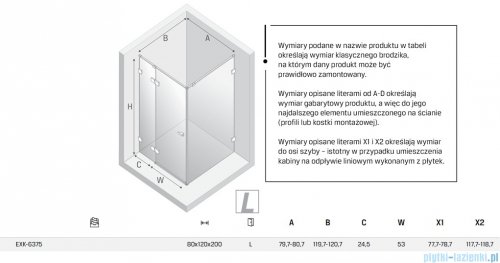 New Trendy Eventa Copper Shine kabina prysznicowa prostokątna 80x120x200 cm lewa przejrzyste miedź połysk EXK-6375