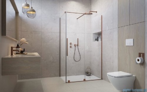Radaway Furo Kdj Brushed Copper kabina 90x75cm prawa szczotkowana miedź 10104472-93-01R/10110430-01-01/10113075-01-01