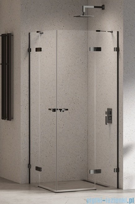 New Trendy Eventa Black Chrome kabina prysznicowa kwadratowa 80x80x200 cm przejrzyste czarny połysk EXK-6205