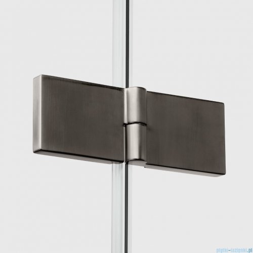 New Trendy Nesta Gunmetal Brushed kabina pięciokątna asymetryczna 100x80x200 cm lewa drzwi prawe grafit szczotkowany/szkło przejrzyste K-4792