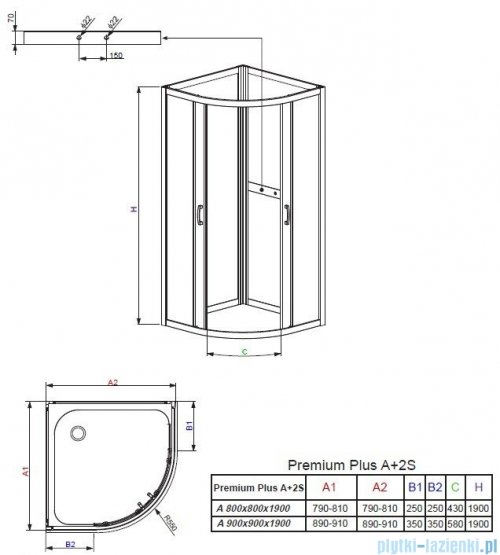 Radaway Premium Plus 2S Komplet ścianek tylnych 80x80 szkło fabric 33443-01-06N