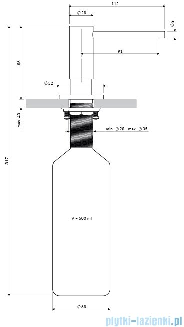 Omnires Modern Project dozownik mydła w płynie / płynu do naczyń brąz antyczny szczotkowany MP60723BR