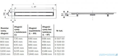 Tece Rynna prosta do kamienia naturalnego Tecedrainline wraz z rusztem 100 cm połysk 6.510.00