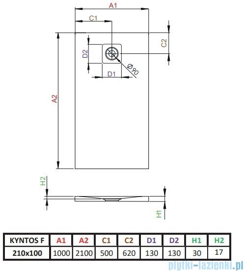 Radaway Kyntos F brodzik 210x100cm antracyt HKF210100-64